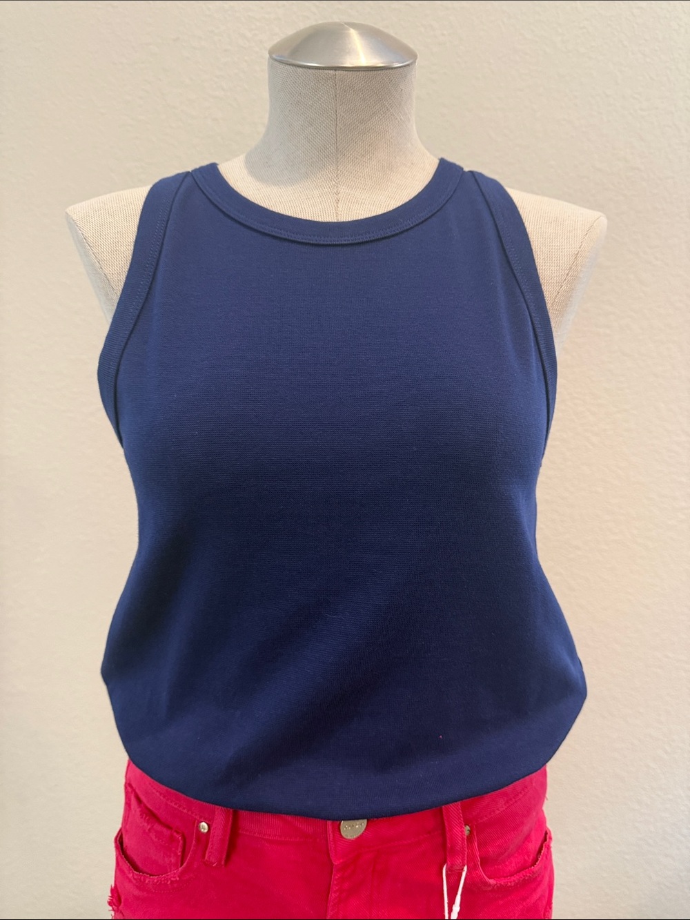 Champion Women's Navy Ribbed Crewneck Tank